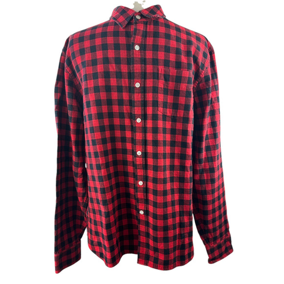 LL Bean Signature Buffalo Plaid Shirt Red Black Button Slim Fit Top Mens Large - Picture 4 of 10